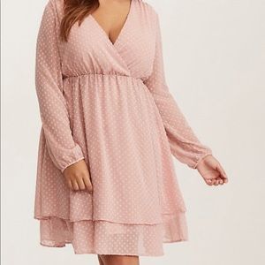 Torrid Blush Textured Chiffon Skater Dress